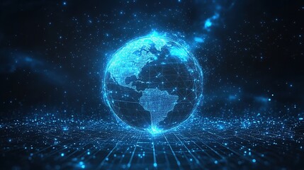 Digital Globe Network Connection, Abstract Globe With Gridlines. 3D Illustration. Generate Ai Image