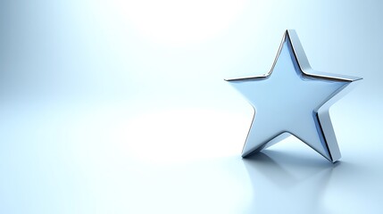 Obraz premium A single silver star on a light blue background.