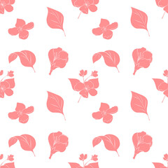 Pink flower seamless pattern, Floral pattern, Botanical illustration, Cherry blossom , Seamless pattern with flowers