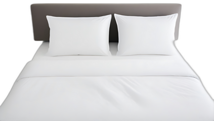 top view double bed headboard white background