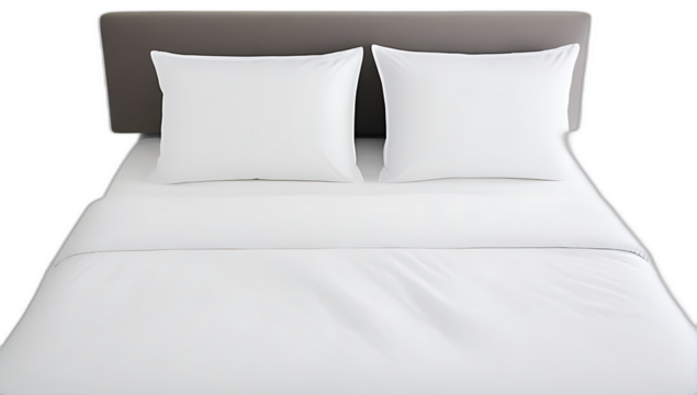top view double bed headboard white background