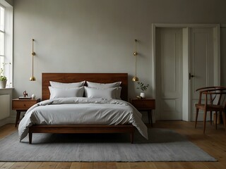 Simple bed in a room.