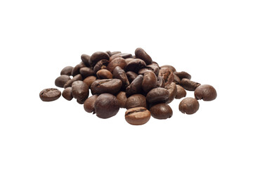 Falling coffee beans isolated on white background with clipping path