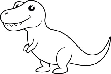 Cute T Rex with Tiny Arms Vector Illustration for Kids Coloring Adventure
