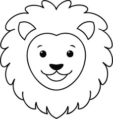 Smiling Lion with Fluffy Mane Vector Illustration for Kids Coloring Fun
