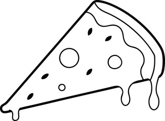 Gooey Cheese Pizza Slice Vector Illustration Fun for Kids Coloring Book
