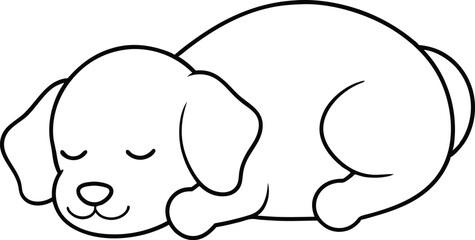 Sweet Puppy Napping with a Bone Vector Drawing for Kids Coloring Joy
