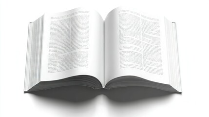 Obraz premium A white background image features an open book with shadows underneath it, one on the bottom of the book and another at its base