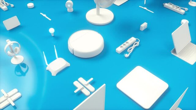 Isometric internet of things devices loop background. Modern smart home concept