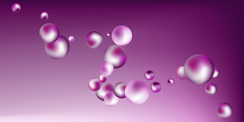 Flying metal balls of different sizes on a gradient background. creative background