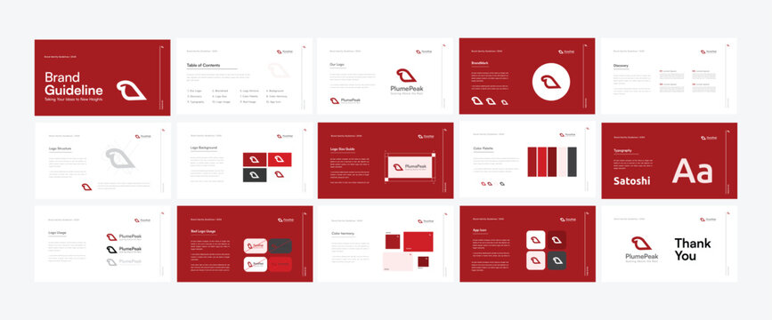 Brand Guidelines poster layout Set. Modern brand identity presentation layout template. Vector illustration.