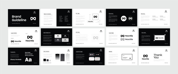 Brand Guidelines poster layout Set. Modern brand identity presentation layout template. Vector illustration.