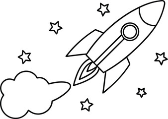 Blast Off Rocket into Space Exciting Vector Illustration for Kids
