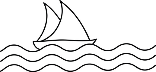 Sailboat on Ocean Waves Vector Art for Kids Enjoyable Coloring Adventure
