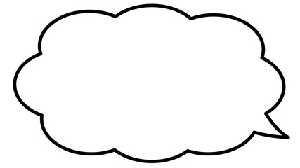 吹き出し　もこもこ　雲　単体　白　黒線　ベクター　素材.ai
