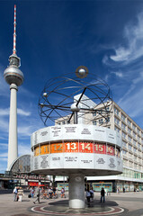 Berlin, Germany, July 27 2009, Urania Weltzeituhr at Alexanderplatz in Berlin Showcasing Global Time Zones