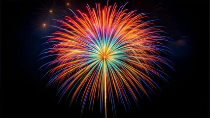 Abstract colorful firework explosion on black background