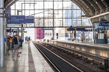 Berlin, Germany, July 27 2009, Visitors Waiting at Alexanderplatz Railway Station in Berlin, Germany