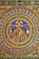 Mosaic of Christ in the Kaiser Wilhelm Memorial Church in Berlin, Germany