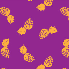 Hops Pattern yellow on purple background