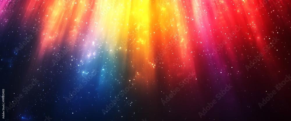 Poster abstract background with colorful light rays and sparkles.