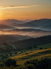 Sunrise over the mountains.