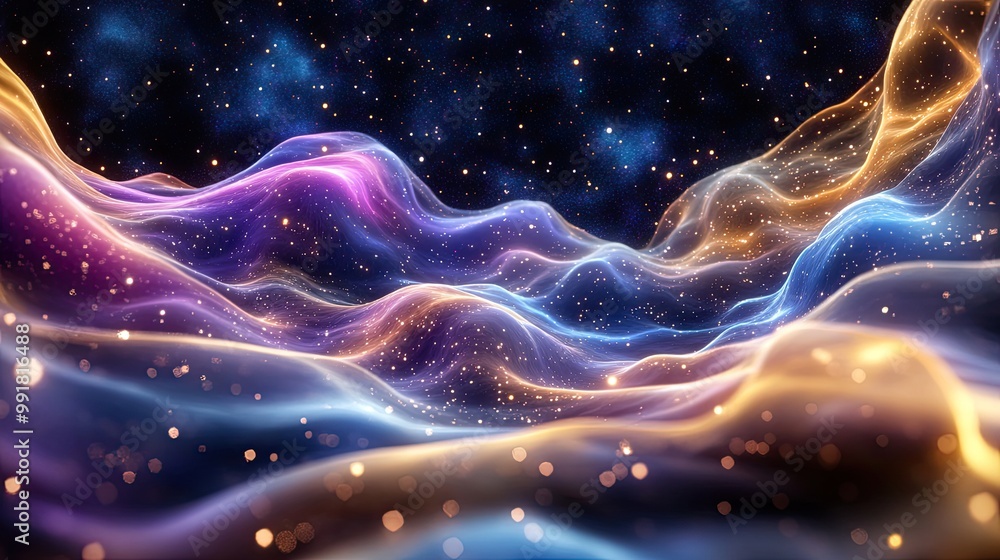 Poster abstract colorful waves in space background