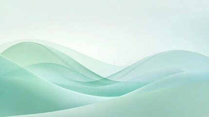 Obraz premium A green and white abstract background featuring wavy lines above and below