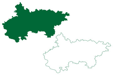 Pratapgarh district (Uttar Pradesh State, Republic of India) map vector illustration, scribble sketch Pratapgarh map