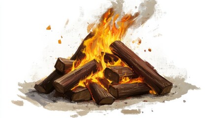 Campfire Painting, Digital, Illustration, Fire, Smoke, Camping, Warmth