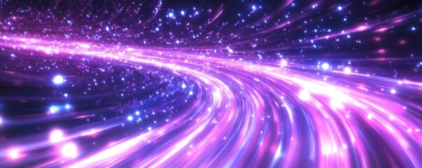 Obraz premium Cosmic Flow Abstract Purple and White Light Streaks, 3D Render, Glowing Lines, Abstract Background, Light, Glow, Abstract art