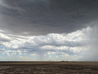 Dust being ingested into a thunderstorm.