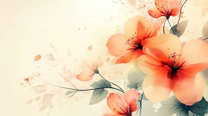 a painting of flowers with leaves on a white background