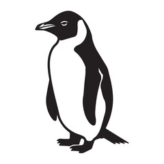 Fototapeta premium Penguin Silhouette Vector Art Illustration, Animal Isolated On White Background, Penguin Silhouette