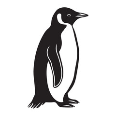 Penguin Silhouette Vector Art Illustration, Animal Isolated On White Background, Penguin Silhouette