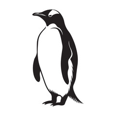 Penguin Silhouette Vector Art Illustration, Animal Isolated On White Background, Penguin Silhouette