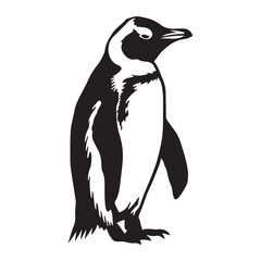 Penguin Silhouette Vector Art Illustration, Animal Isolated On White Background, Penguin Silhouette
