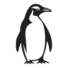 Penguin Silhouette Vector Art Illustration, Animal Isolated On White Background, Penguin Silhouette