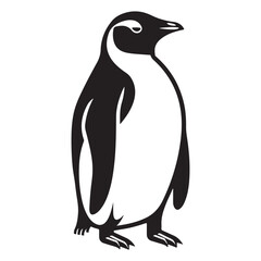 Fototapeta premium Penguin Silhouette Vector Art Illustration, Animal Isolated On White Background, Penguin Silhouette