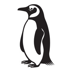 Naklejka premium Penguin Silhouette Vector Art Illustration, Animal Isolated On White Background, Penguin Silhouette
