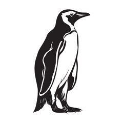 Penguin Silhouette Vector Art Illustration, Animal Isolated On White Background, Penguin Silhouette