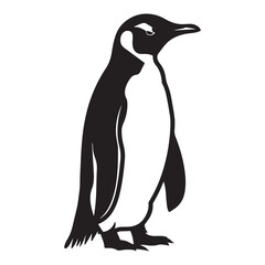 Obraz premium Penguin Silhouette Vector Art Illustration, Animal Isolated On White Background, Penguin Silhouette