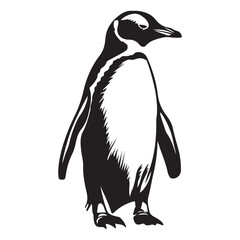 Penguin Silhouette Vector Art Illustration, Animal Isolated On White Background, Penguin Silhouette