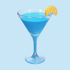 blue martini cocktail drink icon cartoon illustration
