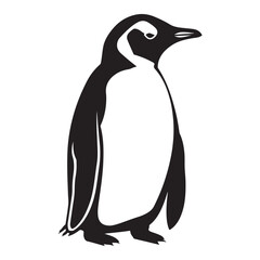 Penguin Silhouette Vector Art Illustration, Animal Isolated On White Background, Penguin Silhouette