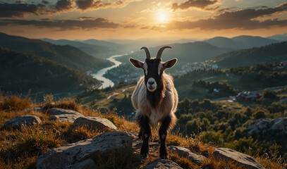 Goat with new style at hills 