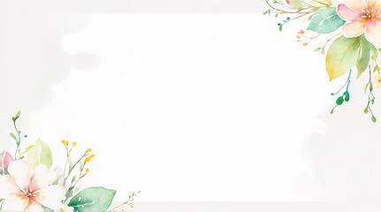 Fototapeta premium Watercolor floral frame with delicate flowers and an inside border frame, including copy space.