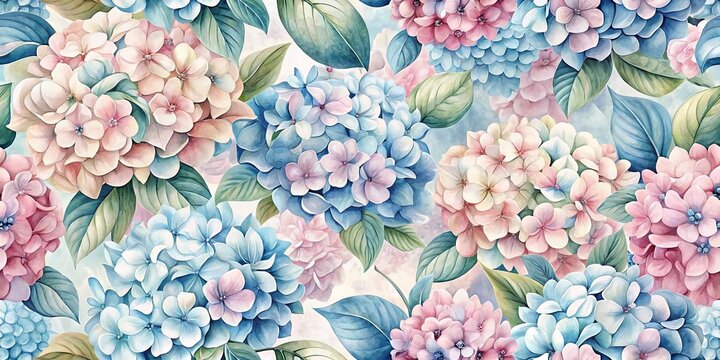 Watercolor Floral Pattern with Pink and Blue Hydrangeas, Seamless Flower Design, Botanical Illustration, Hydrangea, Floral Pattern, Wallpaper