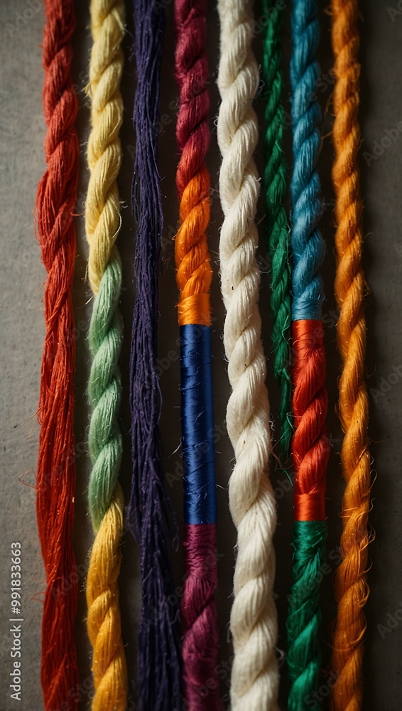 Poster unity in diversity illustrated with colorful thread.