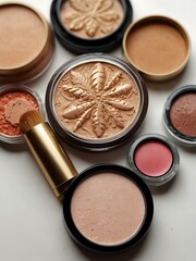 Various decorative cosmetics on a white background.